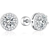 Onnzin Hypoallergenic Titanium Earrings for Sensitive Ears,Implant Grade Titanium Cubic Zirconia Stud Earrings for Girls Women