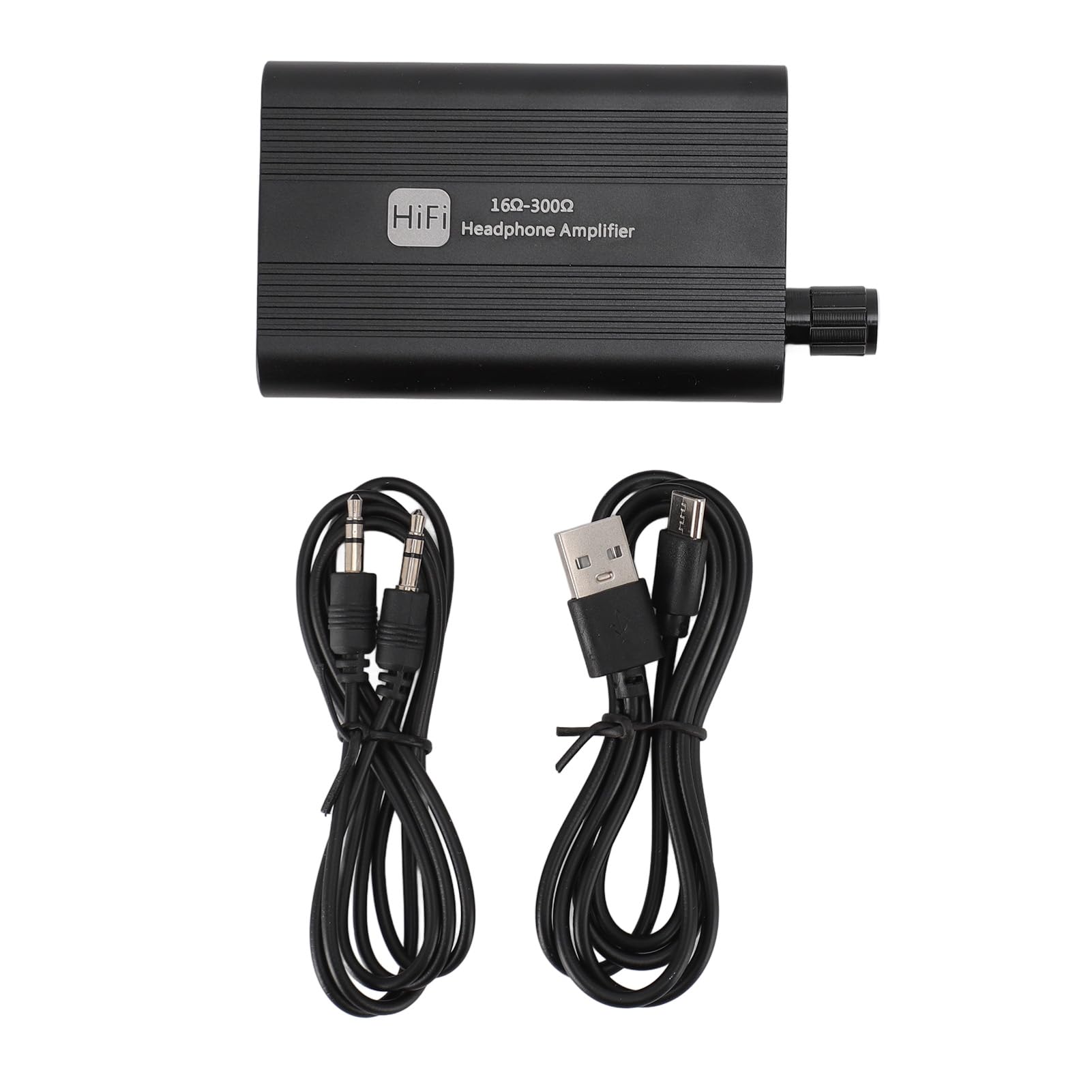 Portable Headphone Amplifier, Two Stage Gain 3.5mm HiFi Earphone Amp, 16-300 Ohm Compatibility, Rechargeable Audio Amplifier for MP3, MP4, Phones, Computers