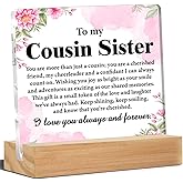Cousin Sister Acrylic Desk Plaque Sign - Christmas & Birthday Gift for Women Cousins, 4 x 4 Inches
