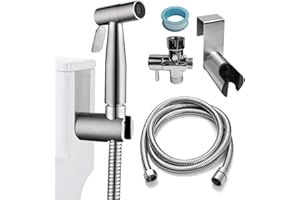 Ikaufen Handheld Bidet Sprayer for Toilet Adjustable Water Pressure Control Bidet Hose Attachment for Bathroom Shower Spray Stainless Steel Cloth Diaper Sprayer Kit