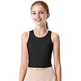 JOCMIC Girls Tank Tops Athletic Tanks with Built-in Bra Double-Lined Racerback Workout Crop Tops for Sports Yoga