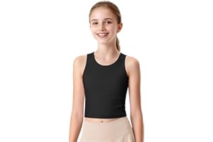 JOCMIC Girls Tank Tops Athletic Shirts Double-Lined Racerback Workout Crop Tops High Elasticity for Gymnastics Yoga