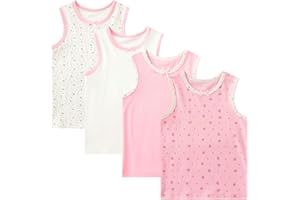 Lohhbve Kids Classic Solid Camisole Undershirts for Toddler Girls 4 Pack Sleeveless Cotton Soft Racerback Tank Top Multipack