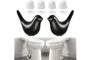 MENNTY 2Packs Ceramic Black Birds Toilet Bolt Floor Caps & 4Packs Universal Bolt Covers, Cute Bathroom Decorative Toilet Screw Cover Caps Easy Installation