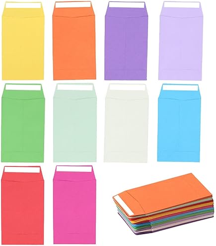 30 Poches Zippées Plastique 9,1x4,7 Pouces 5 Couleurs - Enveloppes Réutilisables Transparentes