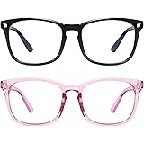 livho 2 Pack Blue Light Blocking Glasses, Computer Reading/Gaming/TV/Phones Glasses for Women Men,Anti Eyestrain & UV Glare(L