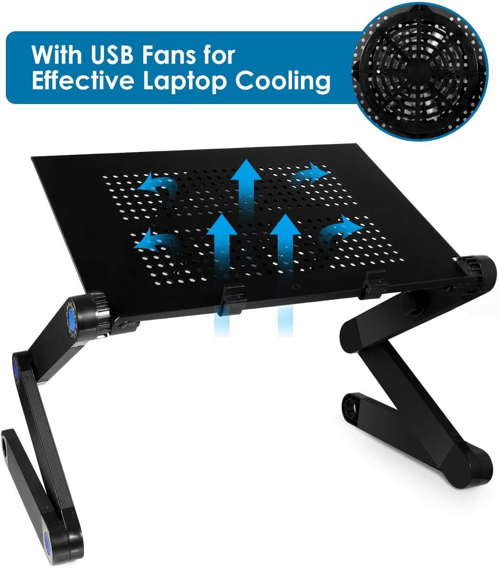Adjustable Laptop Stand, Laptop Table for Bed/Recliner/Sofa- Birthday Gifts for Women, Man, Mom, Dad, Student, Friend- Couch Lap Top Desk, with Large Cooling Fan & Mouse Pad: Electronics