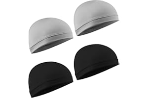 Hoxfly 4pcs Cooling Skull Cap, Sweat Wicking Helmet Liner, Beanie Cap for Men Women Cycling Running Hiking Black, Grey
