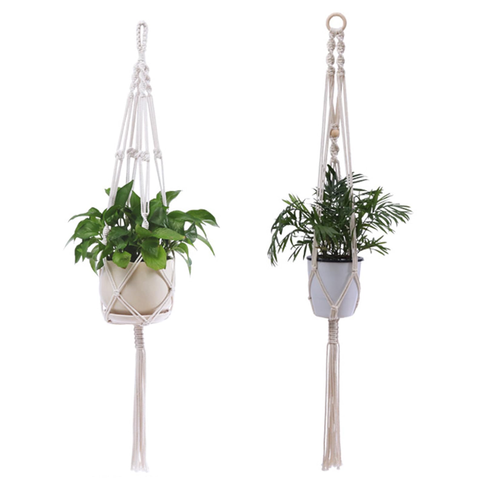 FOSDICK 2 Pieces Macrame Plant Hanger, Hanging Plant Pot Cotton Rope, Boho Hanging Plant Pots Indoor, Hanging Plant Holder, Macrame Hanging Basket Indoor for Balcony,Garden,Office,Home Decoration