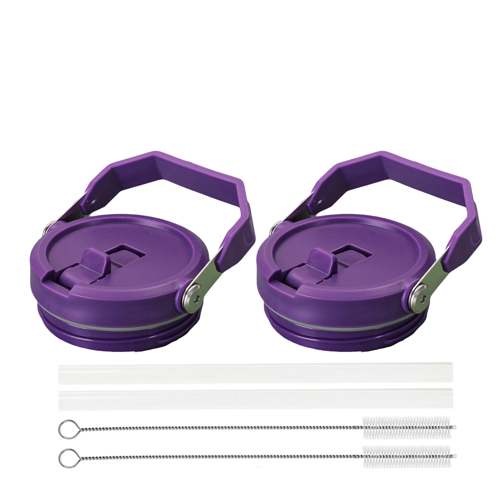 Photo 1 of 2 Pack Tumbler Flip Straw Lid for Stanley 40 oz Tumbler Replacement Lid Reusable Tumbler Cover Leak-Proof with Handle and Straw (Purple)
