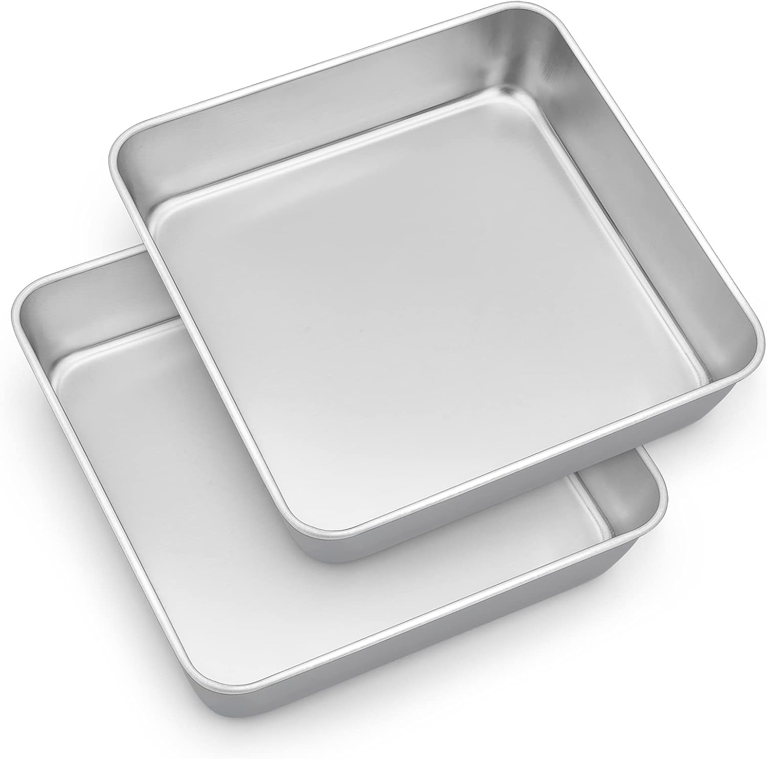 TeamFar Square Cake Pan, 9 Inch Stainless Steel Square Baking Pan for Lasagna Cake