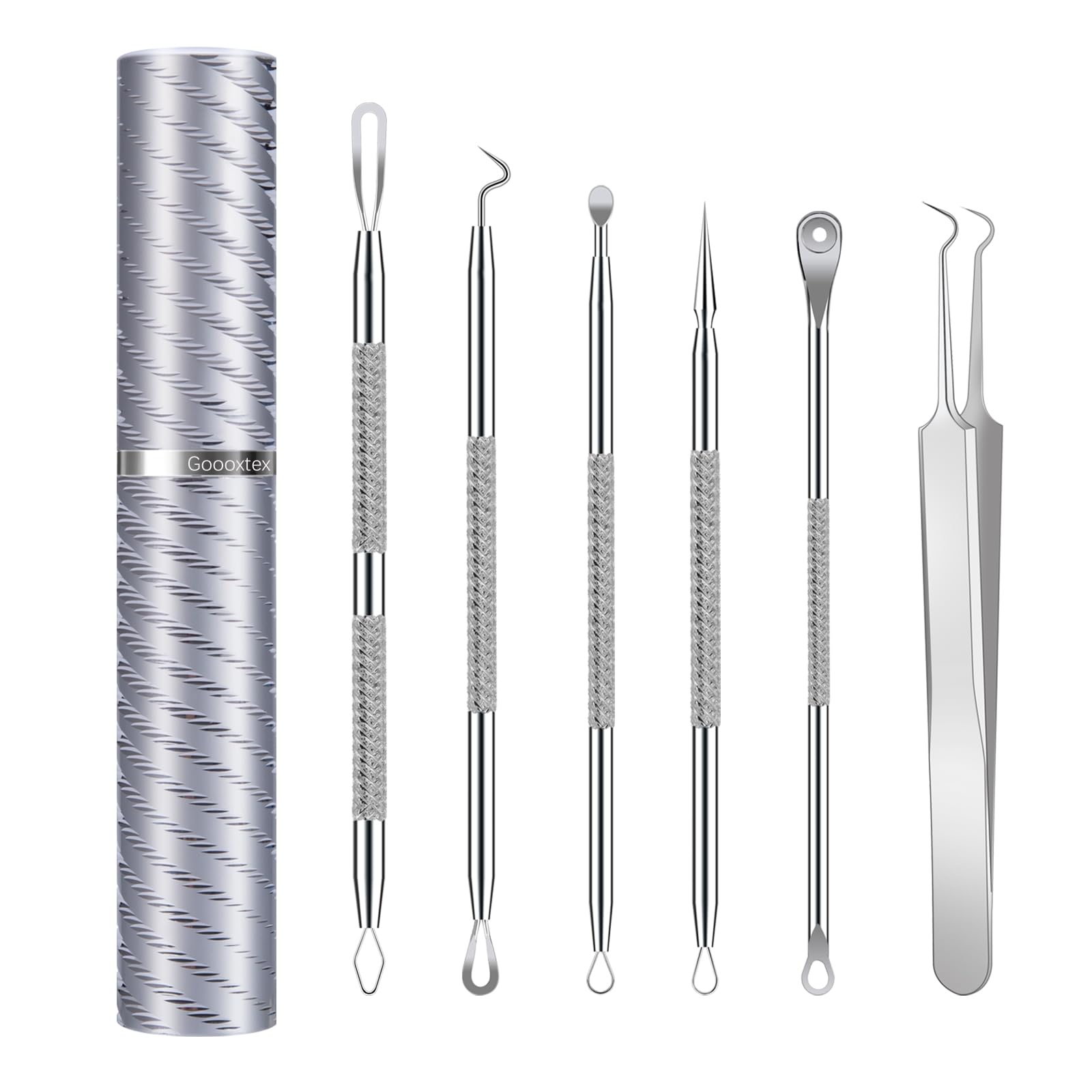 Photo 1 of ***2 INCLUDED*** Pimple Popper Tool Kit Blackhead Remover Comedone Extractor Kit with Metal Case for Facial and Nose Quick and Easy Removal of Pimples, Blackheads, Zit - Acne Tools 6 Pcs (Silver)***2 INCLUDED***