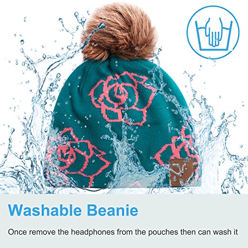Qshell Wireless Bluetooth Beanie Hat Headphones Headsets Music Audio Cap with Speakers Mic Hands Free for Women Men Outdoor Sports,Compatible with iPhone 7/7plus, Ipad, Samsung, Blue - Thumbnail 6