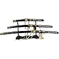 Sword Valley Kill Bill Knife Three-Piece Suit - Samurai Sword with Display Rack - 37.4"+30.7"+19.3" - Blade Made of Carbon Steel - Handmade Katana Knives Set - Suitable for Collection