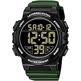 Bomieux Mens Digital Watch, Sport Military Watches for Men Waterproof LED Screen Large Face Tactical Watch with Backlight Alarm Stopwatch Wrist Watch