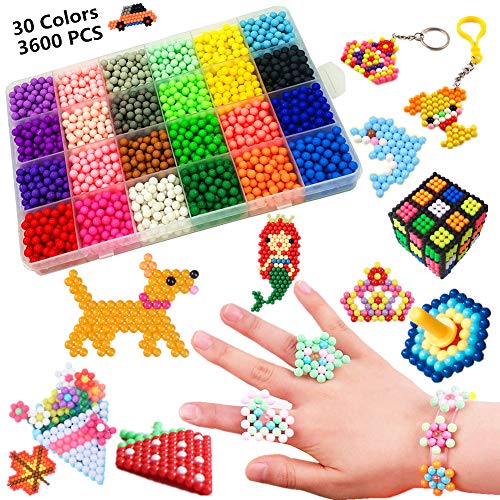 Water Fuse Beads Kit 30 Colors 3600 Beads, Creative Beads Toy DIY Magic  Water Sticky Beads Complete Set for Ch
