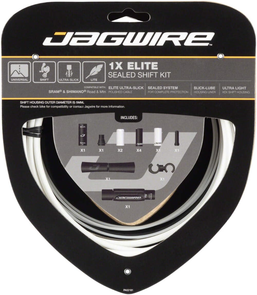 Jagwire 1X Elite Sealed Shift Adult Unisex Shift Cable and Sleeve Kit, White, One Size