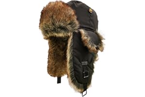 ALKAIDSTAR Fur Winter Trapper Hat,Unisex Taslon Faux Fur Aviator Ski Trapper Trooper Pilot Hat,Snow Eskimo Hat with Ear Flaps