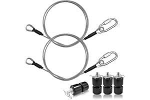 VIVBOO 2Pcs 304 Stainless Steel Lift Cable Compatible with Gorilla Lift Parts Gorilla Lift Assist with 4Pcs Aluminum Alloy Rollers Trailer Lift Kit with EZ Spring Clips for Tailgate Ramp Assist