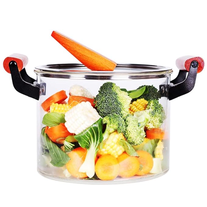 Amazon.com: Juego de ollas y sartenes de cristal de 5 litros ...