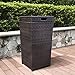 Crosley Furniture Palm Harbor Resin Wicker Outdoor Trash Can With Lid for Backyard, Patio, Deck, Balcony, Brown