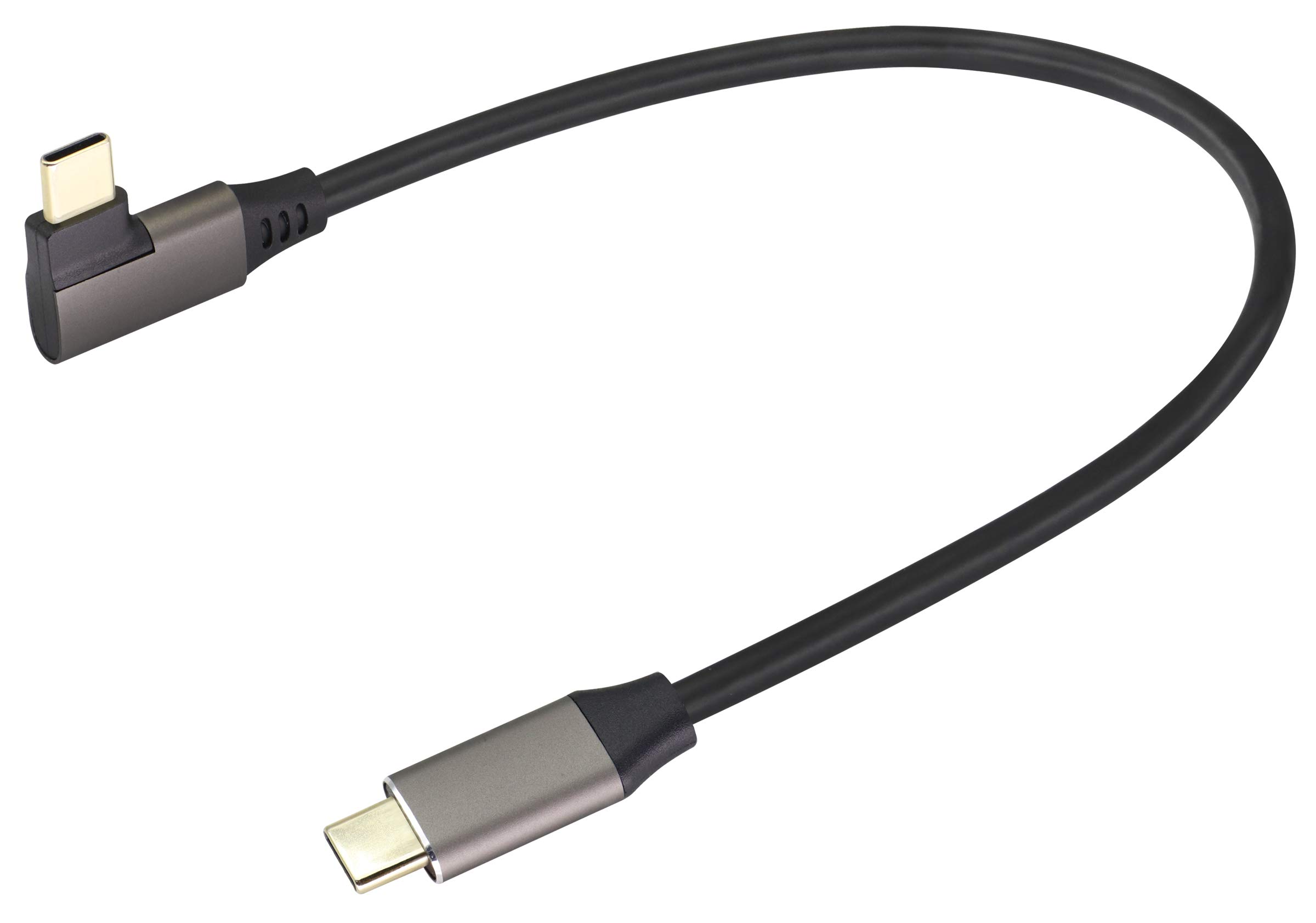 AAOTOKK 90 Degree USB 3.1 Type C to Type C 60W&3A Right & Left Angled Extension Cable for Laptop, Tablet & Mobile Phone - Supports Charging, Data, Audio, Video (0.3M/1Ft)