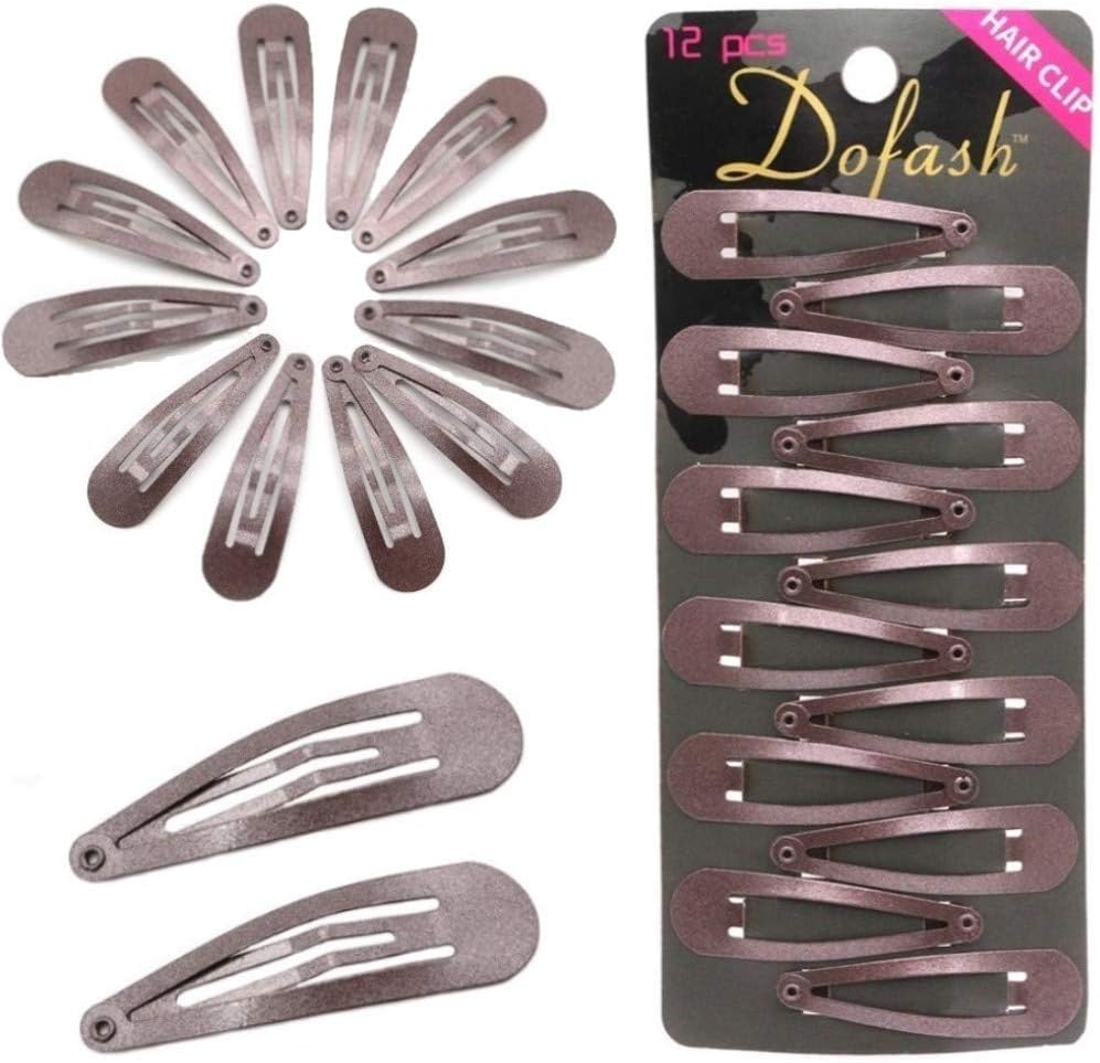 Dofash 12pcs 5CM/2IN Metal Snap Hair Clips Brown Basic Hair Barrettes