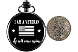 Jofanvin Gifts for Veterans,Pocket Watch for Veterans with Military ChanllengCoin,Best Veterans Day Gifts
