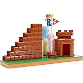 Super Mario Nintendo 2.5" Action Figures Course Complete Playset with Mario Figure, Interactive Stairs, Flagpole, Castle, and Base Platform