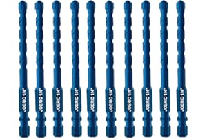 10 Pieces Blue 6MM Masonry Drill Bits Set, JOERIC 1/4 inch Ceramic Drill Bit Concrete Drill Bits for Ceramic Tile Wood Porcelain Mirror Plastic Marble Wall with Strength Carbide Tips