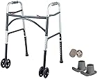 Wide Folding Walker with Wheels for Adults