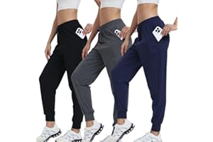 fovdtaa 3-Pack Sweatpants Jogging Pants Women Fitness High Waist Sports Pants Yoga Leisure Leisure Pants with Pockets