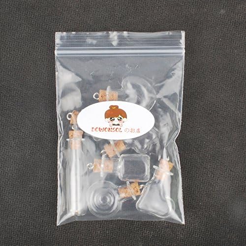 7 pcs Special shape mini glass bottles,corked vials,Various Sizes, Clear, Tiny Glass Bottles Message Charm Kit Weddings Wish Jewelry Cute Strong