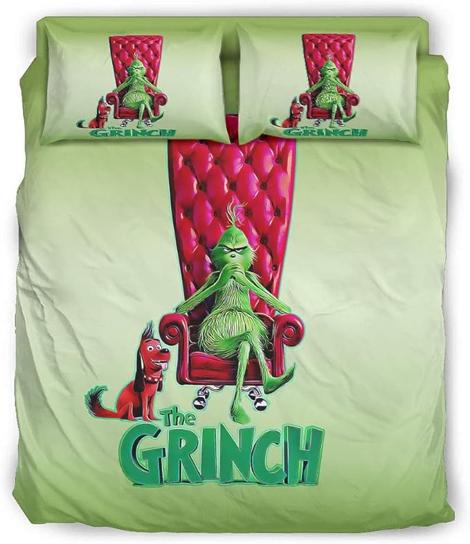 WellWellWell Grinch and Max 4 Piece Bed Set Super Soft 4 Bedding Cover
