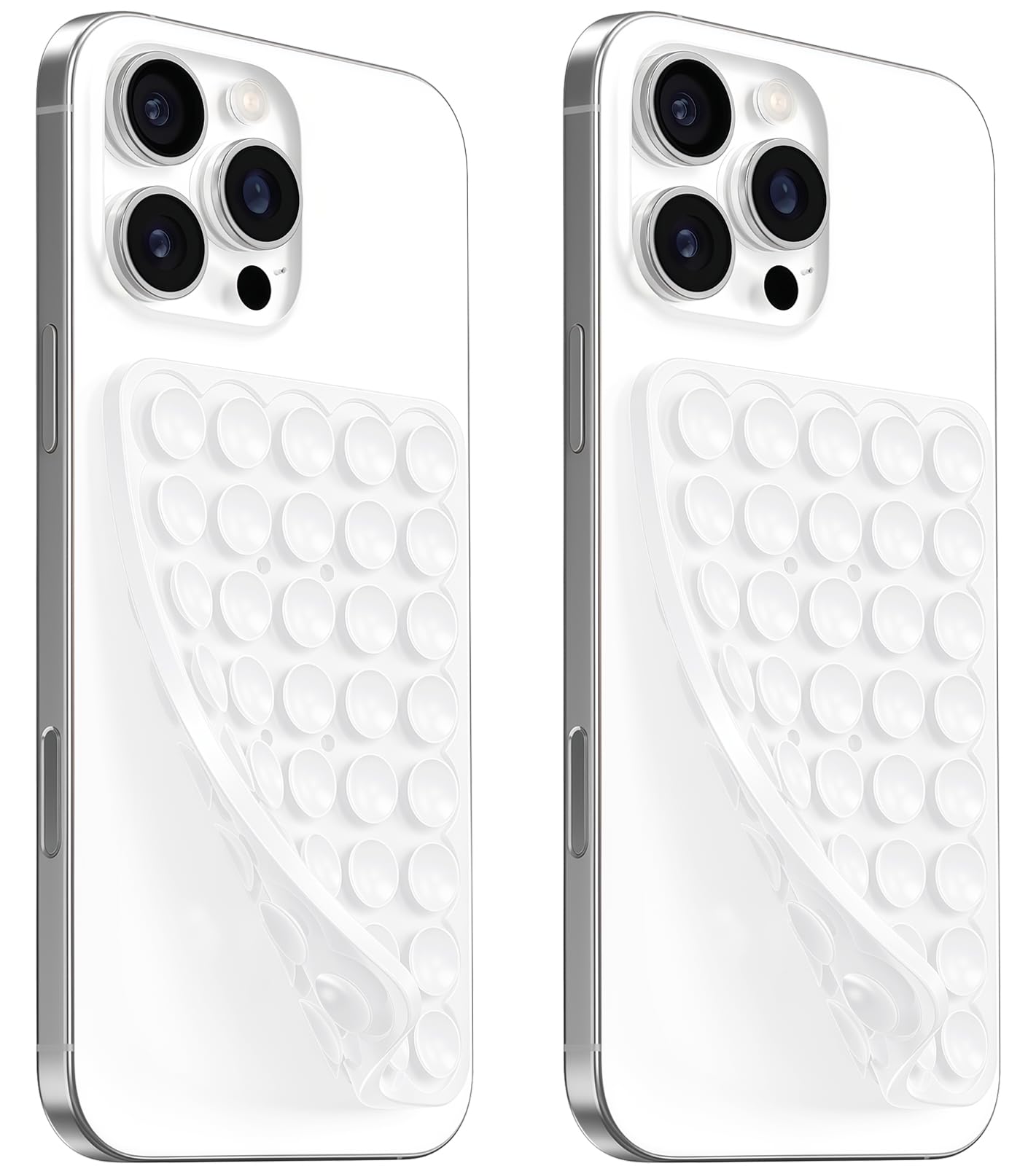 AZXYI Anteel 2 Pack Silicone Suction Cup Phone Case Mount Double Sided, Non Slip Phone Accessories for Cellphone, Hands-Free Strong Grip Silicon Phone Holder for Selfies and Videos (White)