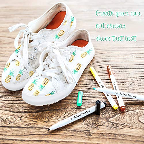 Fabric Markers Pen 30 Colors Permanent Paint Art Marker Set for Writing Painting on T-Shirts Clothes Sneakers Canvas Shoes, Child Safe & Non-Toxic - Thumbnail 4