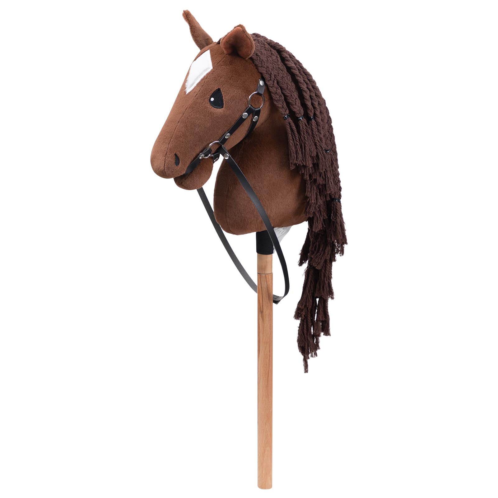 BEJOY Stick Horse Hobby Horse Toy, Horse on a Stick with Halter and Reins, Hobby Horsing Gift for Children Girls, Big Hobby Horse, Dark Brown