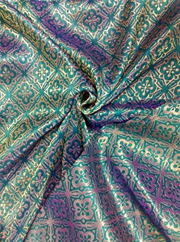 Reversible Brocade fabric kingfisher green x metallic gold color 56' BRO562[2]
