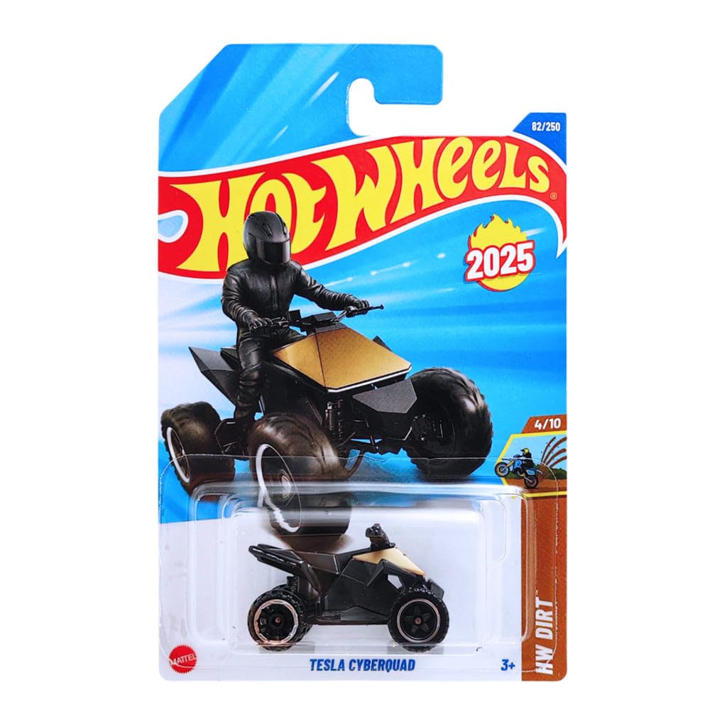Hot Wheels Tesla Cyberquad HYX91 HW Dirt 4/10 Short Card Black Gold Tesla Licence Mattel 2025 1:64