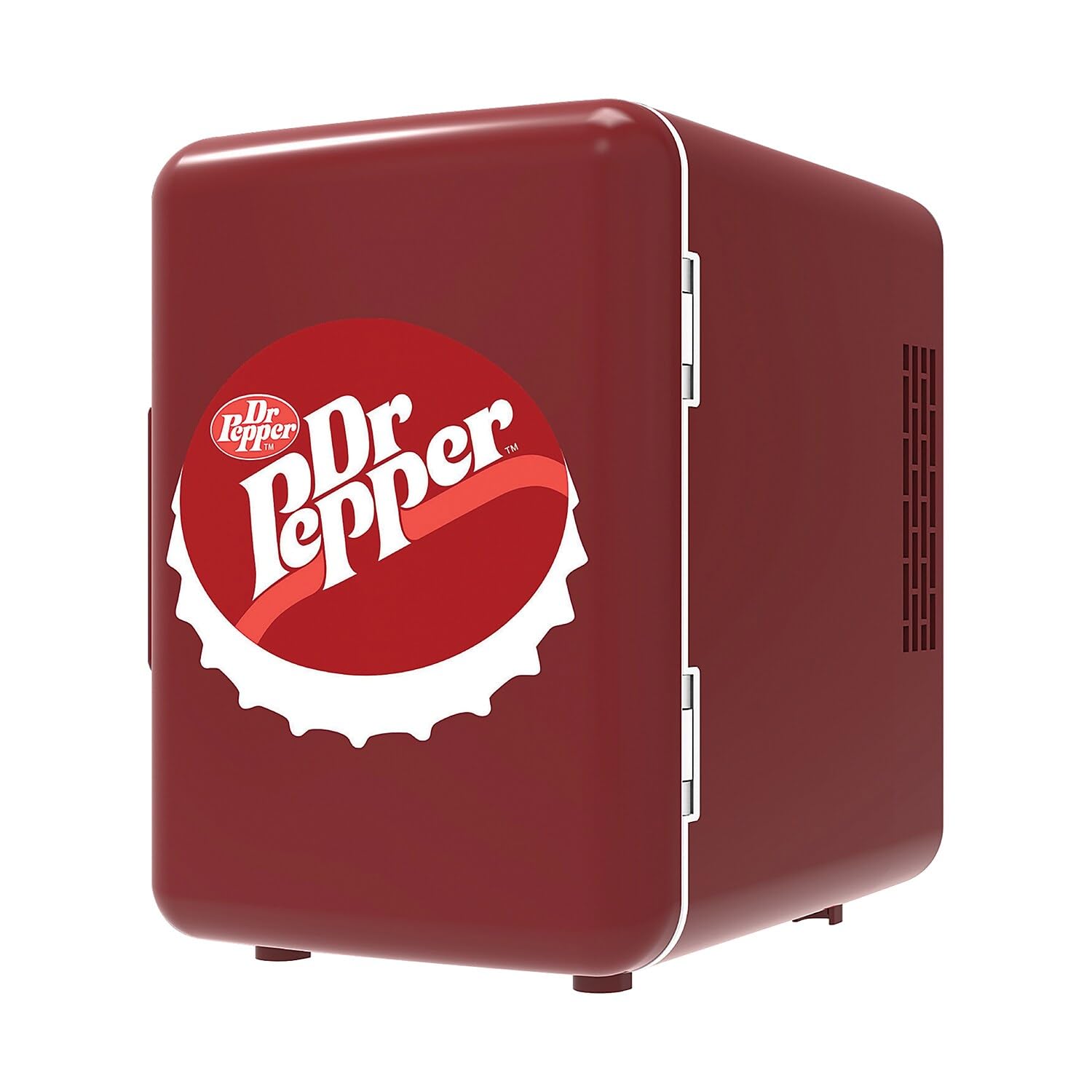 MIS153DRP Dr. Pepper Retro Mini Portable Compact Personal Fridge Cooler, 4 Liter Capacity, 6 Cans, Makeup, Skincare, Freon-Free & Eco Friendly, Maroon