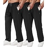 lomsoe 3 Pack Men's Athletic Pants with Zip Pockets, Lightweight Workout Sweat Pants Gifts for Men