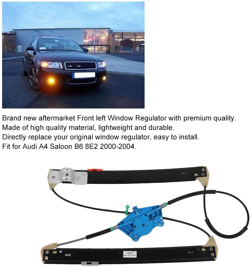 Front Left Window Regulator, Passenger Side Electric Power Window Regulator Vehicle Parts for A4 Saloon B6 8E2 2000-2004, OE 8E0837461B/8E0837461A
