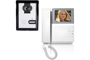 AMOCAM Video Door Phone System, 4.3 Inches Clear LCD Monitor Wired Video Intercom Doorbell Kits, IR Night Vision Outdoor Came