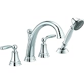 Delta Woodhurst Roman Tub Faucet with Hand Shower, Chrome Deck Mount Bathtub Faucet, Chrome T4732 (Valve sold separately)