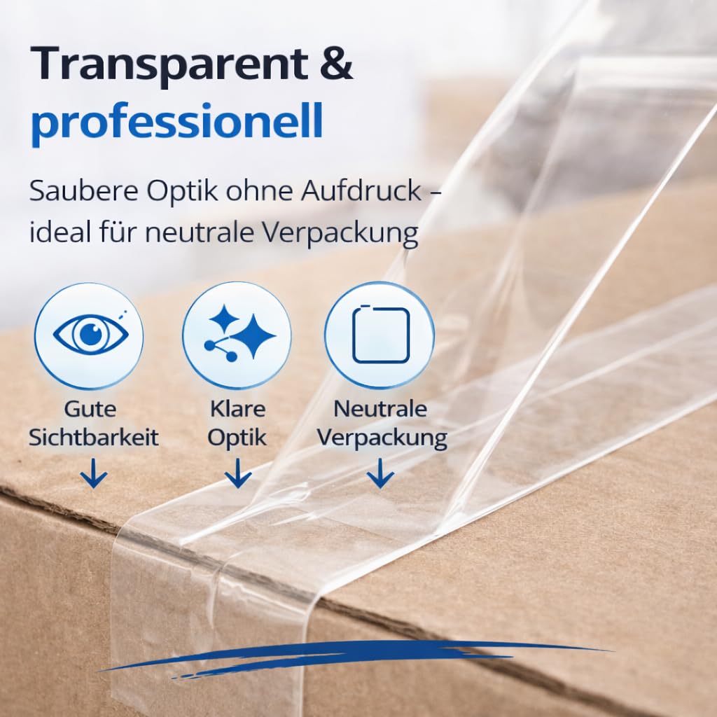 toolmate 6x Klebeband transparent 66 m – extra stark & leise – Packband/Paketband/Verpackungsband für Pakete & Kartons – geeignet für Abroller (6) 5