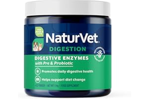 NaturVet – Digestive Enzymes for Dogs - Plus Probiotics & Prebiotics | Helps Support Diet Change & A Healthy Digestive Tract | for Dogs & Cats | 4 oz Powder