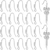 UNICRAFTALE About 30Pcs Rhinestone Earring Hooks Platinum Ear Wire Fish Hooks with Dangle Loop Metal French Ear Wire for Earrings Jewelry Making Art DIY Crafts Hole 1.9mm