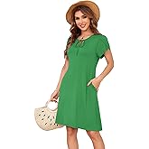 1stvital Women's Summer Dresses 2026 Casual T Shirt Dress Short Sleeve A-Line Dress Loose Sundress Swing Dress with Pockets
