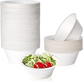 ECOLipak 150 Pack Compostable Paper Bowls, 8 oz Heavy-Duty Disposable Biodegradable Soup Bowls Made of Natural Bagasse, Suitable for Ice Cream, Salad, Dessert, Milk, Cereals
