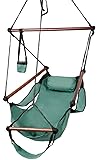 Portable Hammock Chair, Hanging Rope Swing Cotton Patio Yard Sky Chair for Indoor Outdoor Use (Green 2)